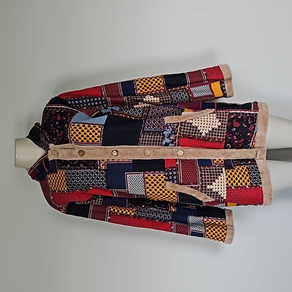 Cellabie Jackets & Blazers - Cellabie boho patchwork print long faux fur lined jacket-XL